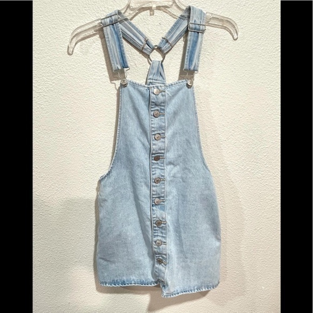FOREVER 21 denim jean button up overall dress size small